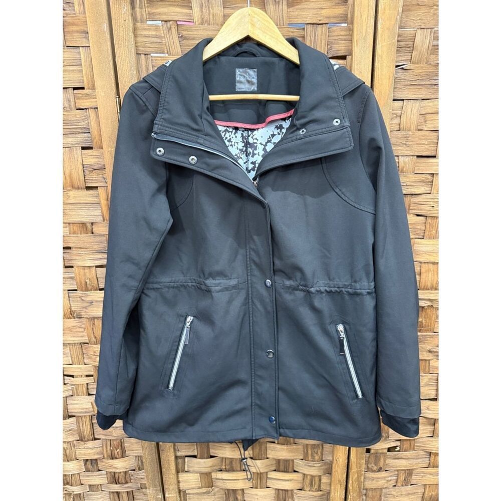 Black Hooded Utility Jacket with Zip Pockets